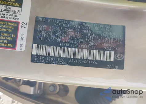 2010 Toyota Camry Le from USA, damaged, VIN 4T4BF3EK3AR032018